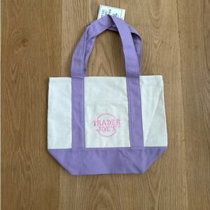 Trader Joe’s - Mini Tote Shopping Bag in Purple Beige & Pink